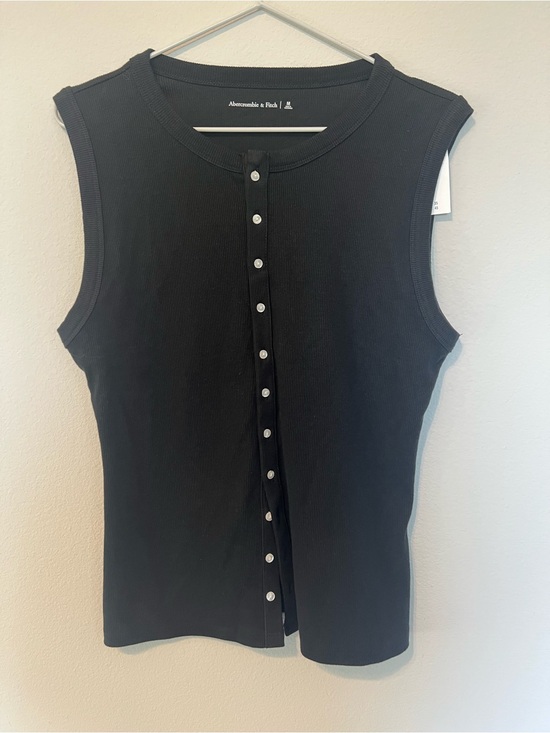 Abercrombie & Fitch Tops - Abercrombie & Fitch Black Rib Crew Button up Top